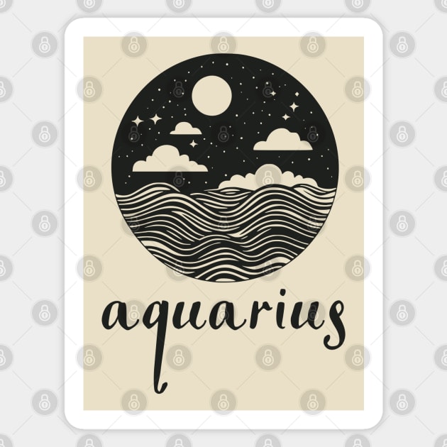 Aquarius Zodiac Sign Cosmic Waves Art Sticker by TuncGK
